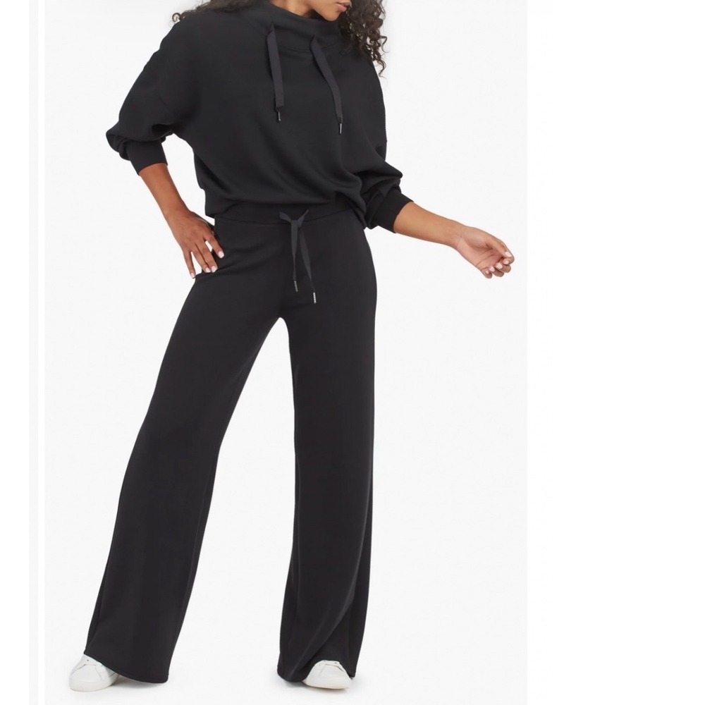 Spanx AirEssentials Wide Leg Pants Very Black High Waisted 50239R Medium